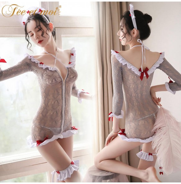FEE ET MOI Sexy Seethrough Nurse Body Stockings (Grey) FEE ET MOI Sexy Seethrough Nurse Body Stockings (Grey)